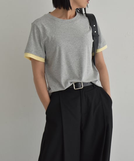 tops-02557  バイカラー Tee　ホワイト　ライトブルー　杢グレー