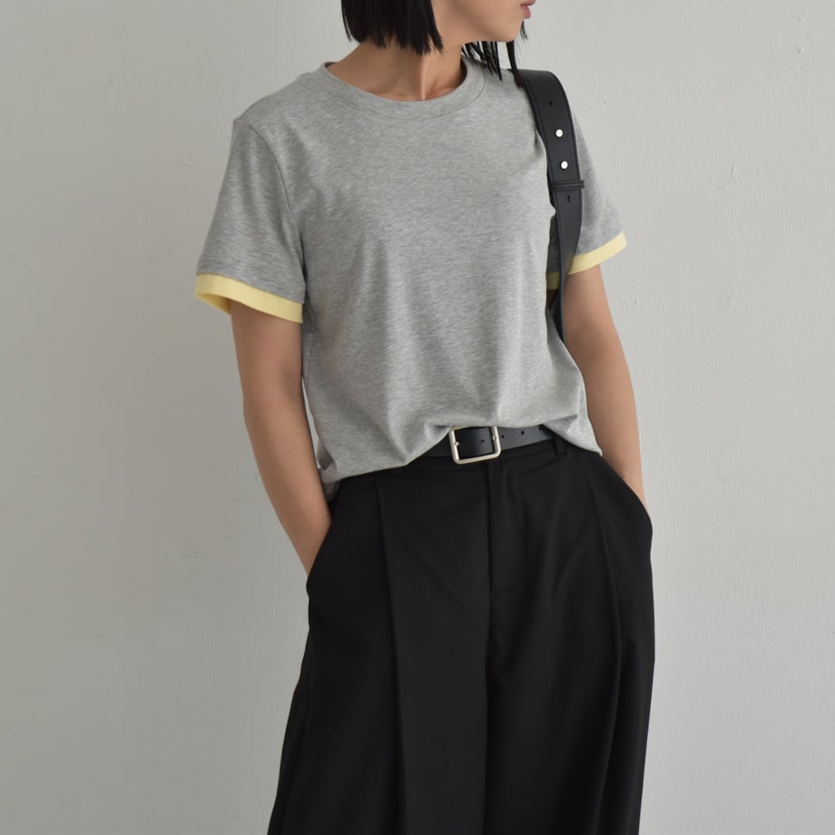 【杢ホワイト】Tシャツ wjk - 《予約品》 cut-off semi mock neck / モックネックT