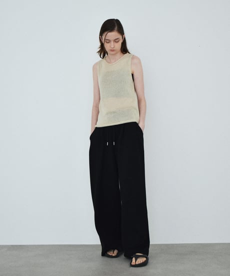 nh-knit-02385　リネン混 ノースリーブ ニット トップス　エクリュ　ベージュ　グレー