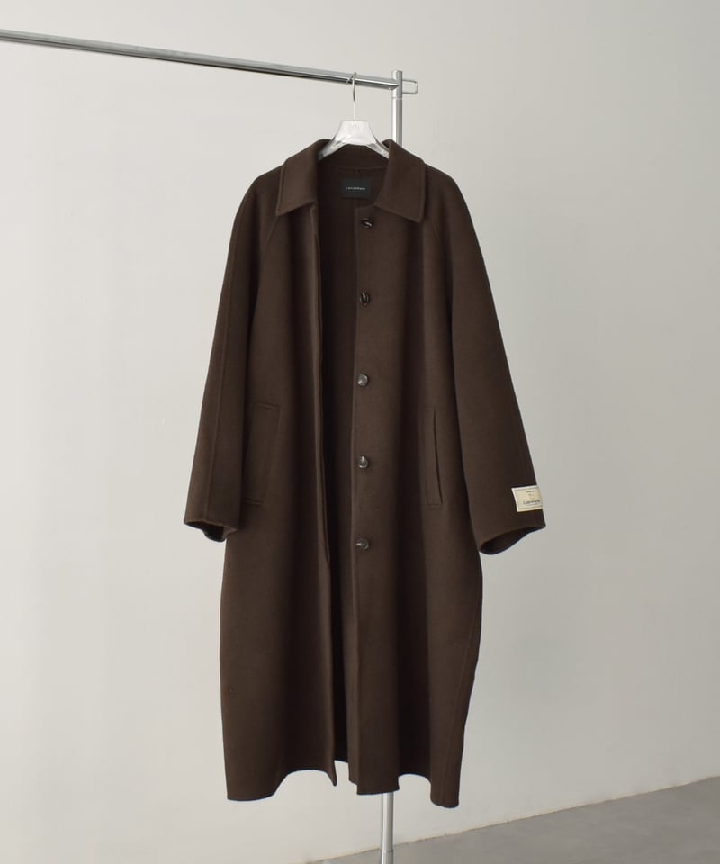 coat-02064 カシミヤ混 ウール ステンカラー ロングコート リバー