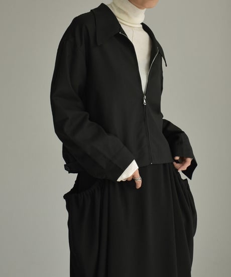 outer-02064　 ジップ ショート ジャケット　グレー　ブラック