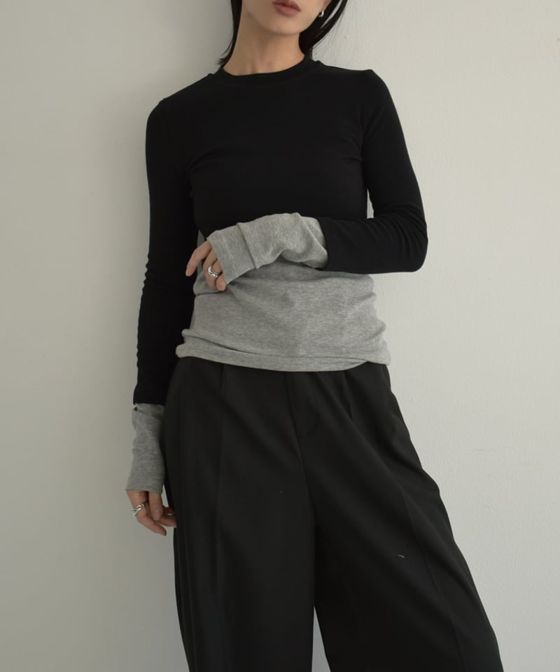 ゆ。pium 先行発売品 バイカラーレイヤードトップス バイカラー