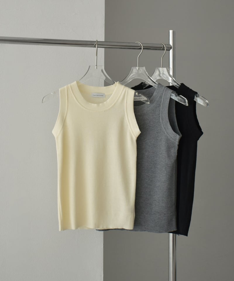 nh-knit-02325 ニット タンクトップ エクリュ グレー ブラック