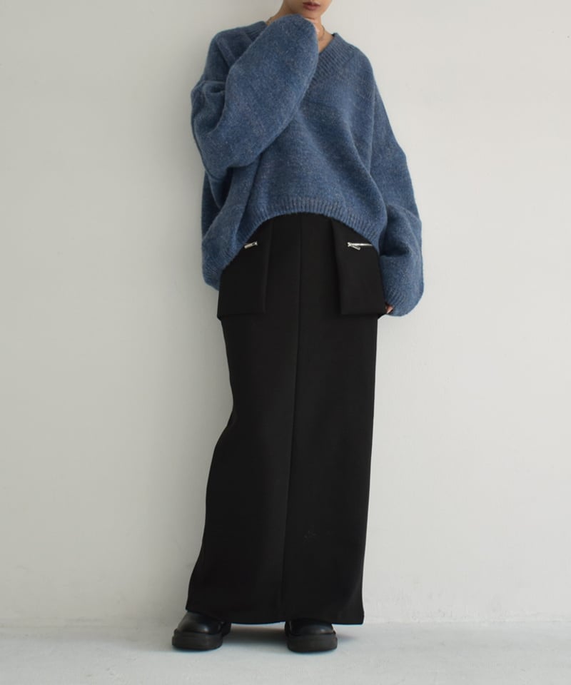 bottoms-12012 ジップポケット ダンボール タイト スカート bottoms-12012 ジップポケット ダンボール タイト スカート