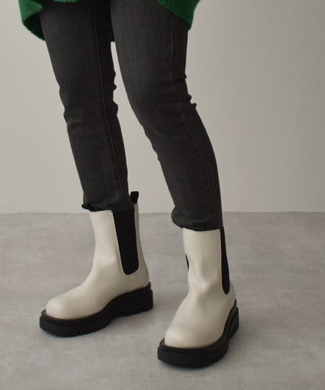 shoes-02144　トラックソール　サイドゴアブーツ　エクリュ　グレージュ　ダークブラウン
