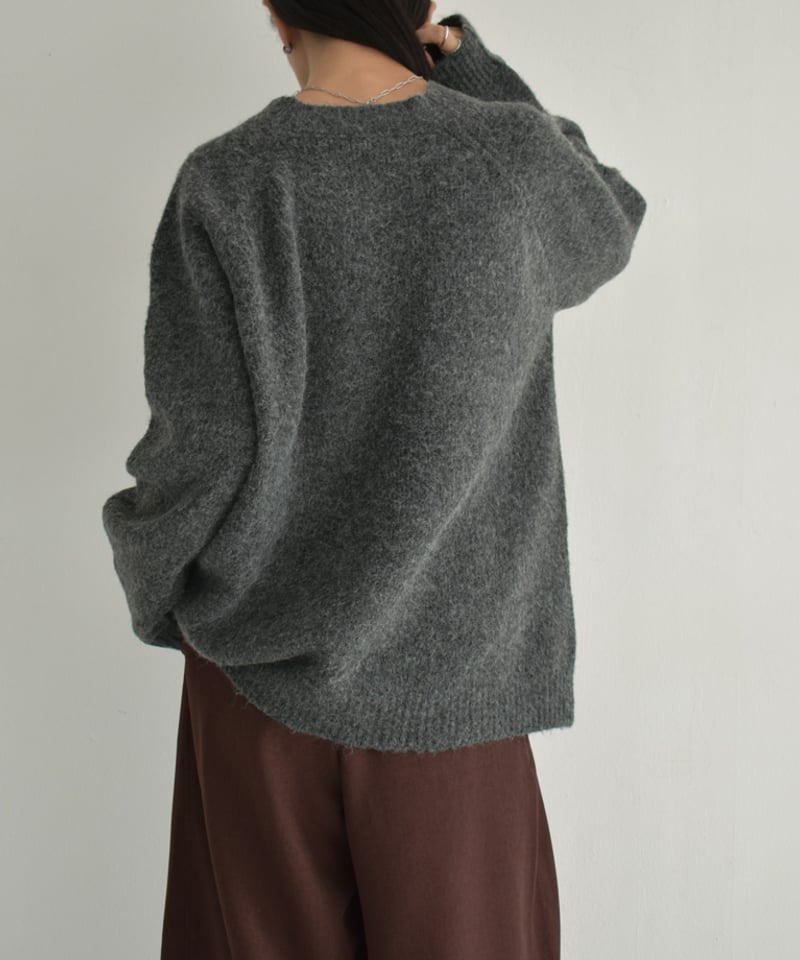 knit-02288 クルーネック ニット プルオーバー エクリュ グレー