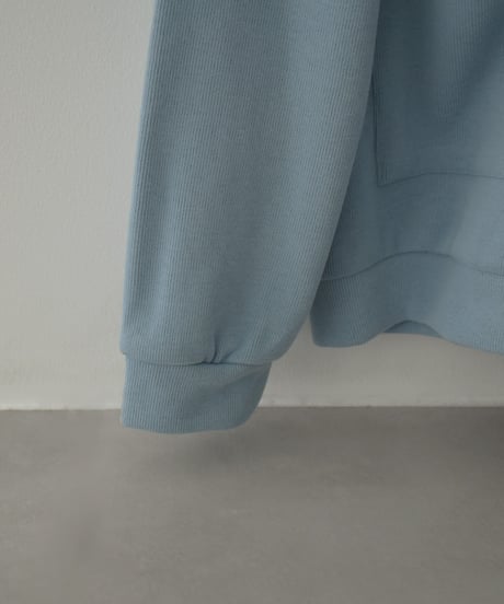 tops-02585　フロントポケット クルーネック カーディガン　ブルー　ブラック