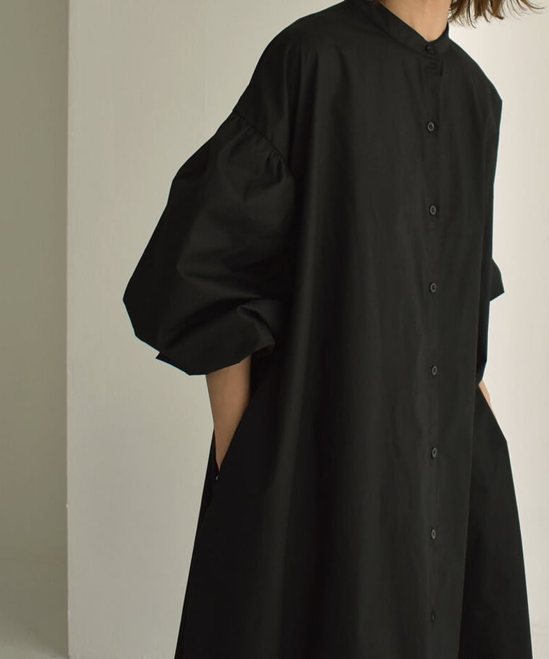 onepiece-12007 バルーンスリーブ シャツワンピース ブラック | L a v i
