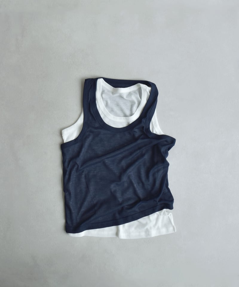 nh-tops-02610 シアー レイヤード タンクトップ セット ブルー グレー