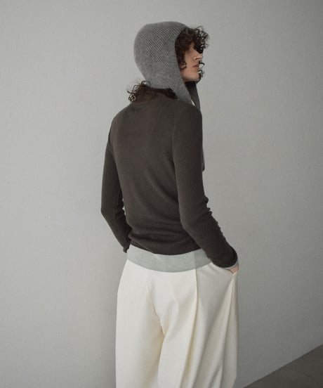 nh-knit-02366　バイカラー タートル ニット　ベージュ　ブラウン　チャコール