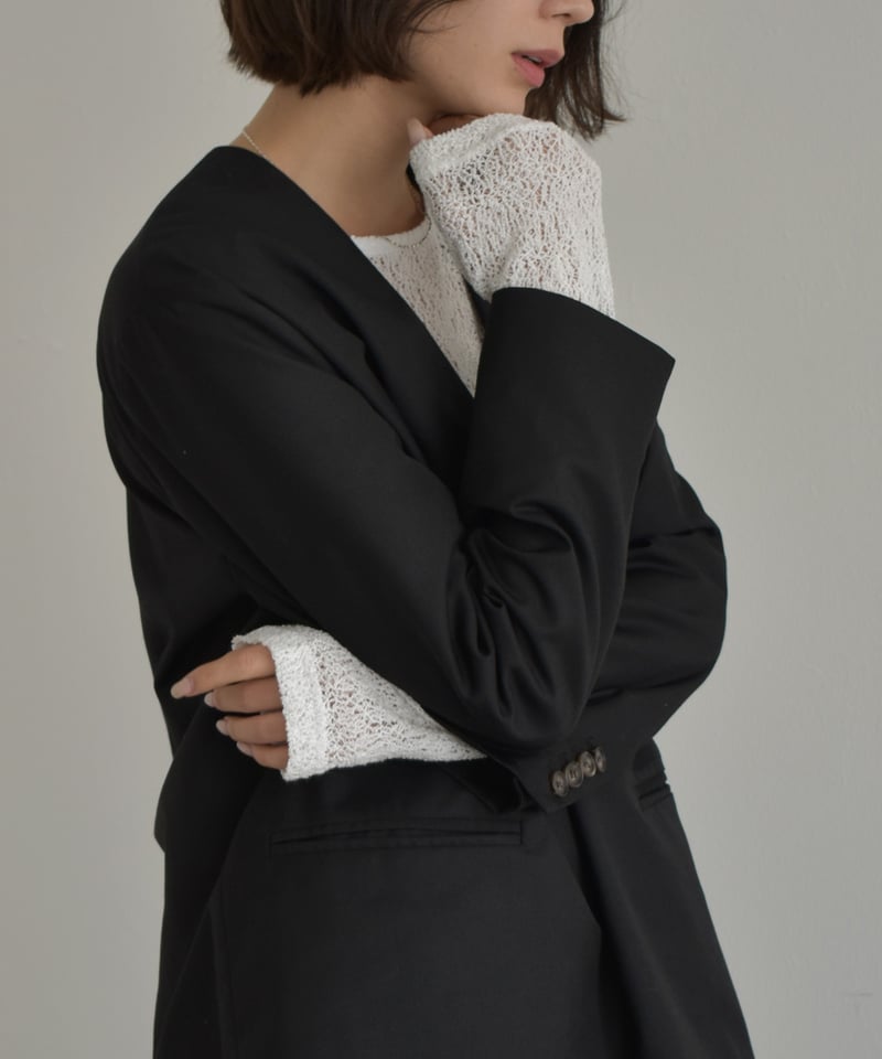2月中旬入荷分 予約販売 tops-07012 透かし編み レーストップス