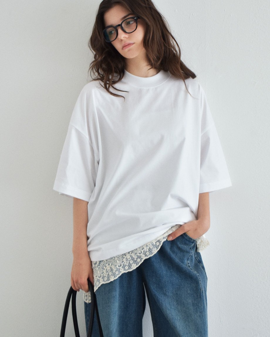 nh-tops-02604 ボックス Tシャツ ホワイト ピンク ブラック | L a v i