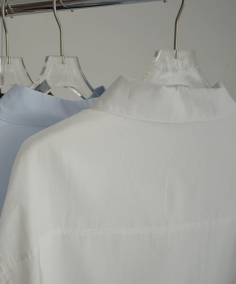 tops-02568　コクーンスリーブ シャツ　ホワイト　ブルー　ブラック