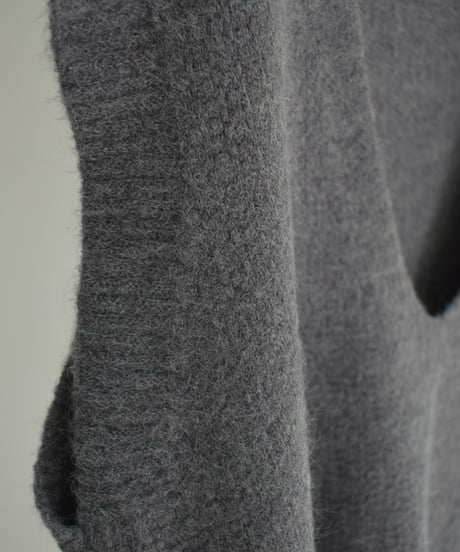 knit-02279　Uネック ニット べスト　グレー　ブラウン　ブラック