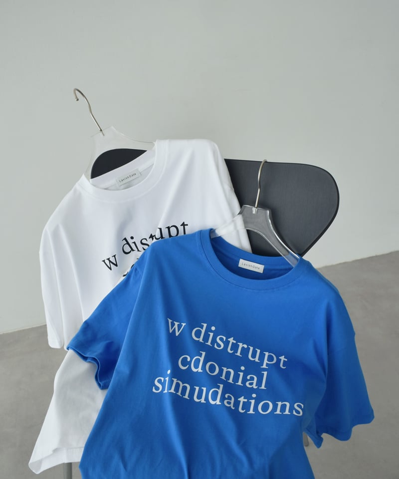 Aooo オーバーサイズTシャツ ブルー Lサイズ 青 nh-tops-02612 オーバーサイズ ロゴ Tシャツ ホワイト ブルー | L a v