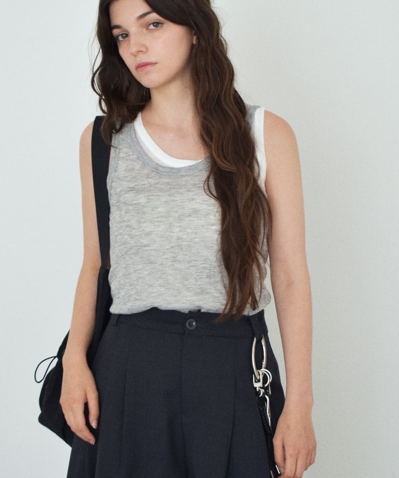 nh-tops-02610 シアー レイヤード タンクトップ セット ブルー グレー