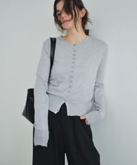 nh-knit-02376　クルーネック ニット カーディガン　ホワイト　ブルー　グレー　ブラック