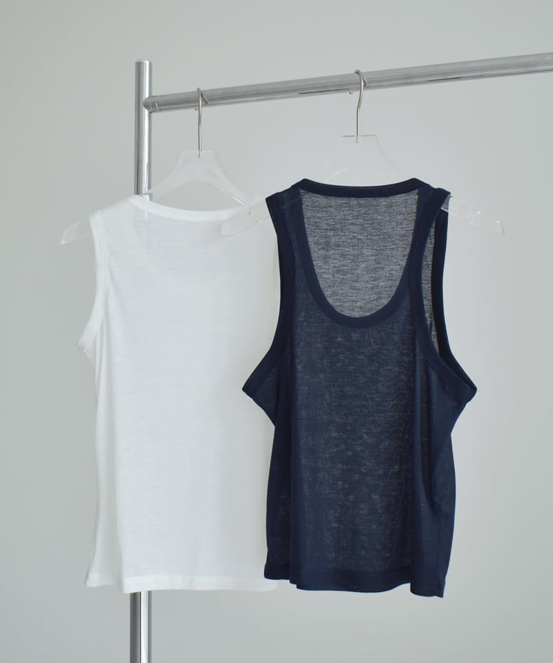 nh-tops-02610 シアー レイヤード タンクトップ セット ブルー グレー