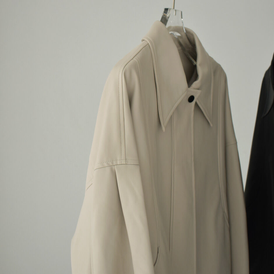outer-02066 ヴィーガンレザーショートジャケット グレージュ ブラック outer-02066 ヴィーガンレザーショートジャケット グレージュ ブラック