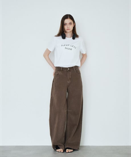 nh-tops-02621　テキスト ロゴ Tシャツ　ホワイト　チャコール　ブラック