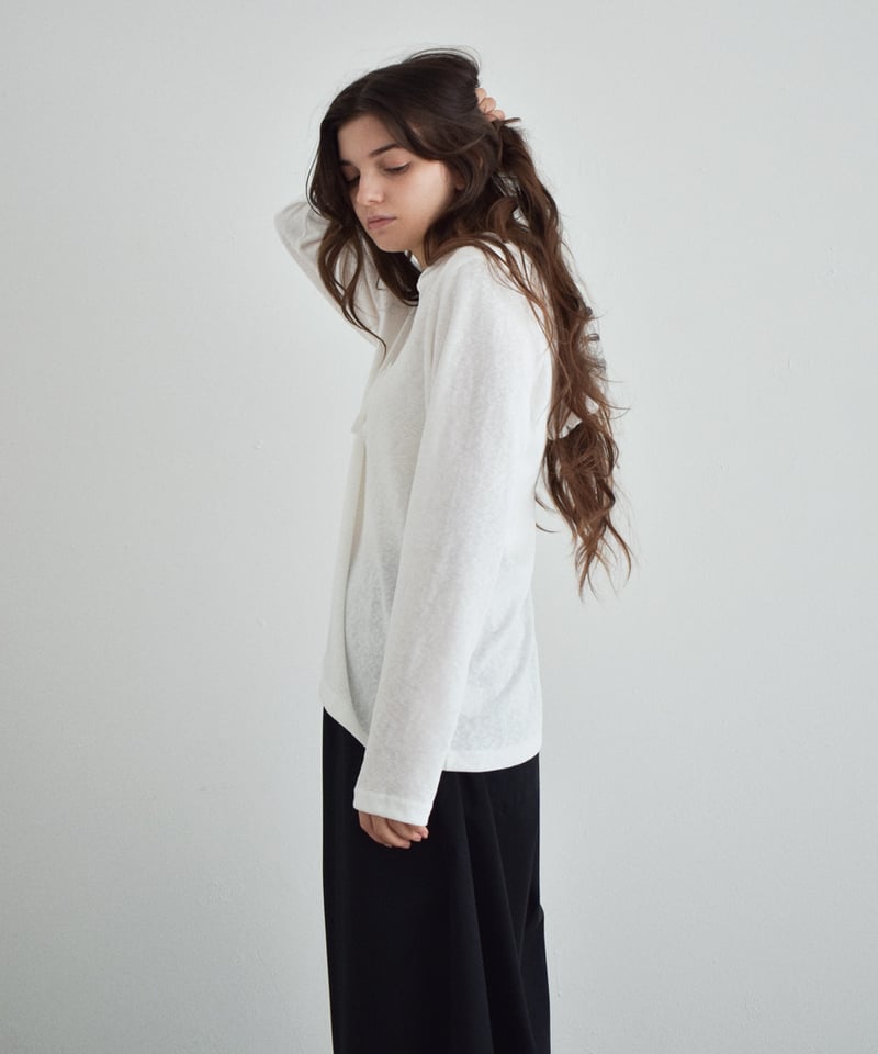 【ホワイト】ストレッチ布帛/トリコット ハーフジップブルゾン <PERFORMANCE> (LADIES) tops-02603 ハーフジップ フード ロンT ホワイト ネイビー | L a v i s