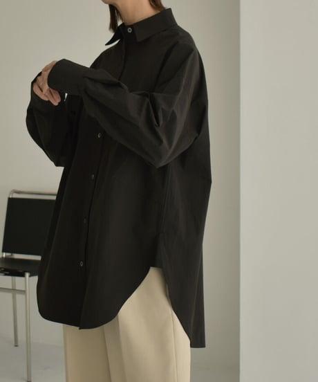 tops-02379　コットンラグランドレスシャツ　ホワイト　ブラック