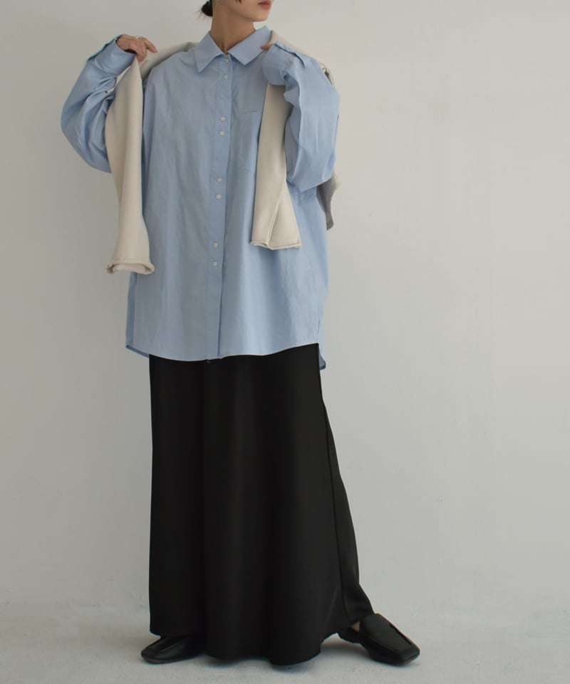 tops-02461 オーバーサイズ シャツ ホワイト ブルー | L