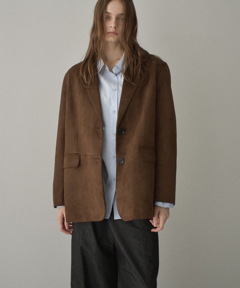 jacket-02021 フェイクスエード テーラード ジャケット キャメル