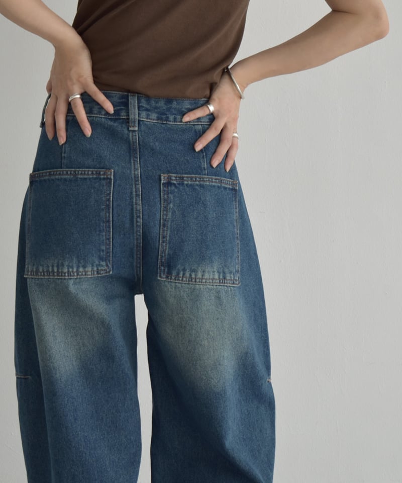bottoms-02283 カーブデニム パンツ インディゴブルー | L a v i s h