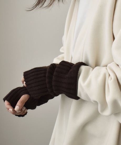 mb-gloves-02003　ロングタイプ　ワイドリブタイプ　リブアームウォーマー　オフホワイト　ベージュ　ココアブラウン　グレー　ブラック
