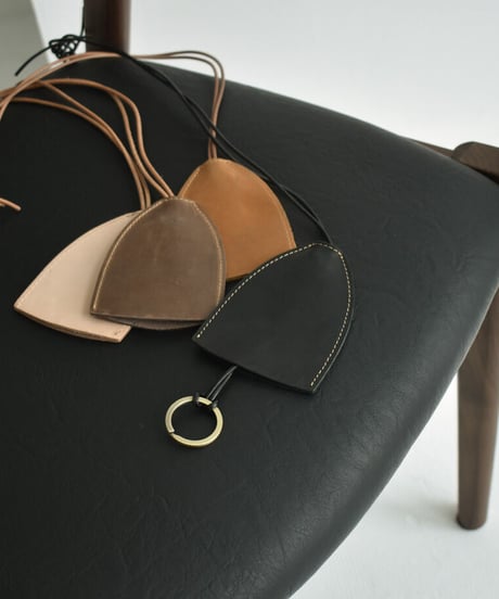 mb-necklace2-02068　牛革　レザーキークロシェットネックレス　ブラック　ヌメ　キャメル　ダークブラウン　☆WA04