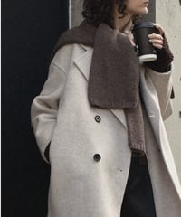 coat-02061　ウール ミディ コート リバー仕立て　エクリュ　ダークグレー　ブラウン