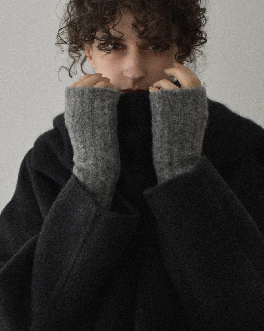 mb-gloves-02015 ウール混 リブ ニット アームウォーマー エクリュ