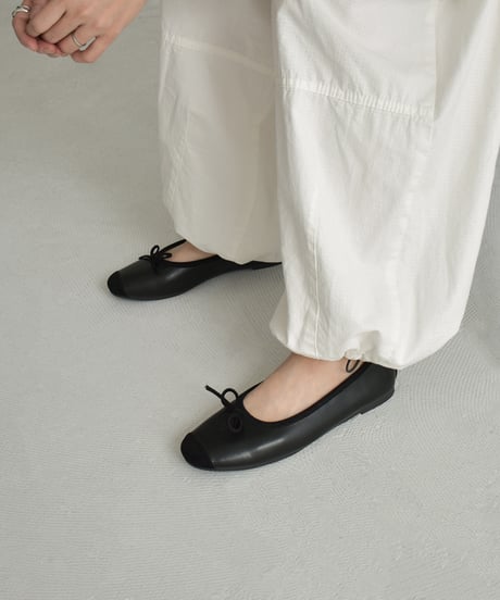 shoes-02172　フラットパンプス　シルバー　ブラック