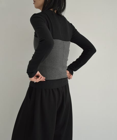 nh-knit-02267　ジップニット ビスチェ　チャコール