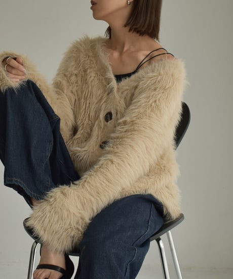 knit-07001 　シャギー ボリューム ニット カーディガン