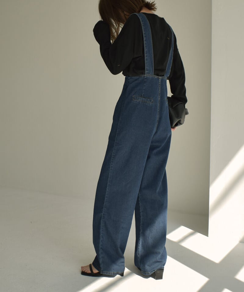 onepiece-02066 ハイウエスト サロペットデニム ブルー | L