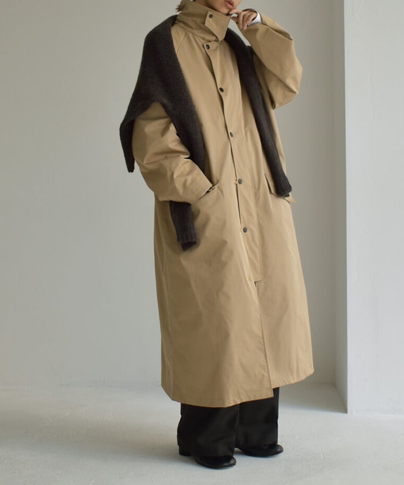 coat-13001 撥水 ステンカラーコート ベージュ カーキ | L a v i s h