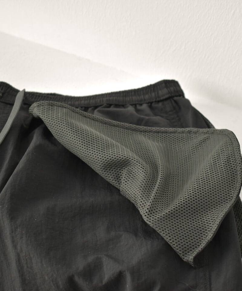 swim-02451 ナイロンタフタ スイムロングパンツ ブラック チャコール