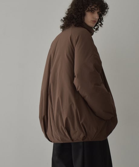 outer-02094　バルーン ミディ ダウン コート　ブラウン　ブラック