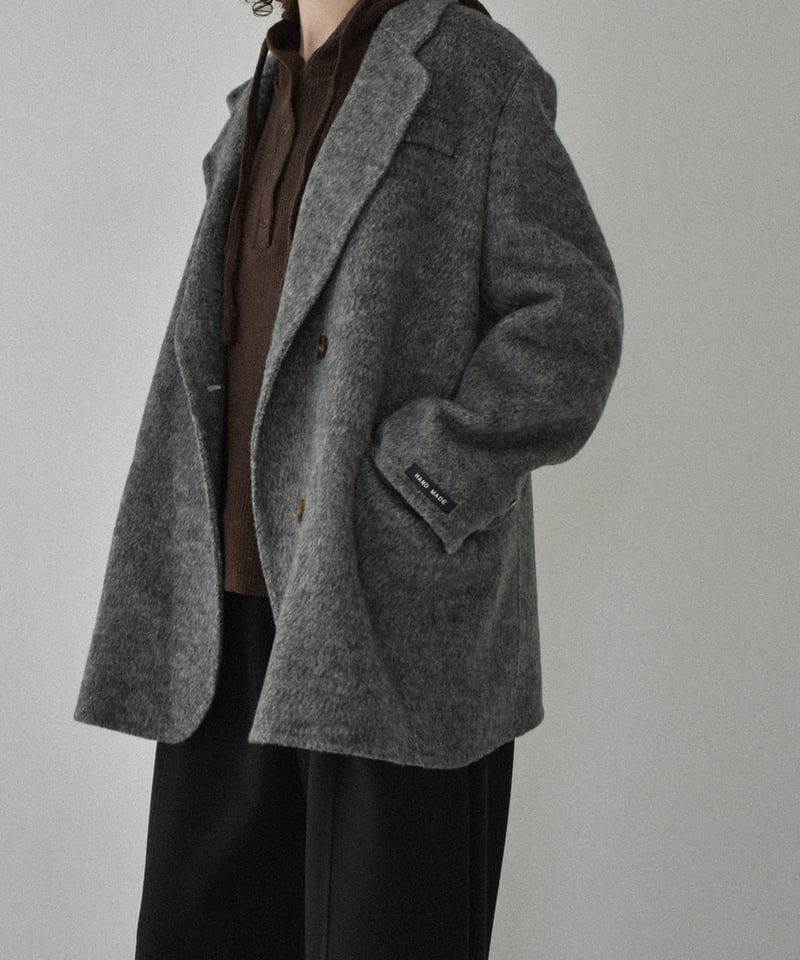 coat-02060 ウールジャケット コート リバー仕立て グレー | L a v i s