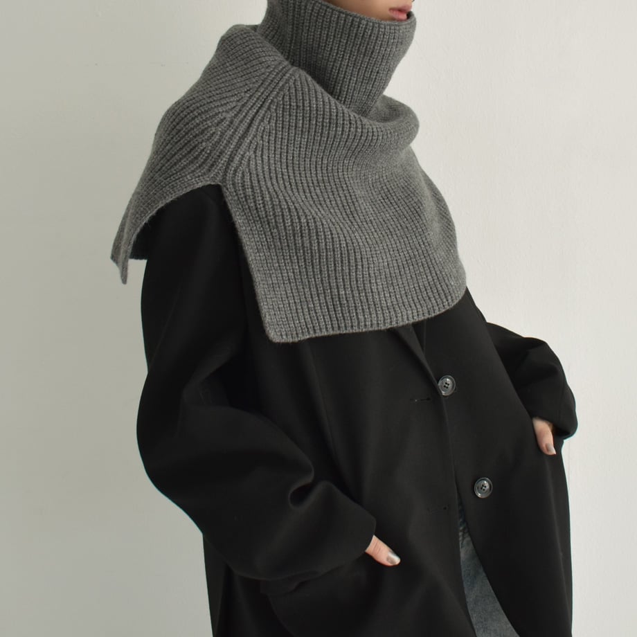 ［新品］STONE  ネックウォーマー ブラック/グレー　イタリア製 1月上旬～1月中旬入荷分 予約販売 neckwarmer-02008 ネックウォーマー