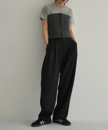nh-knit-02267　ジップニット ビスチェ　チャコール