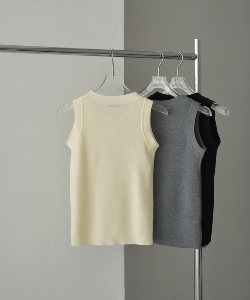 nh-knit-02325 ニット タンクトップ エクリュ グレー ブラック | L a v
