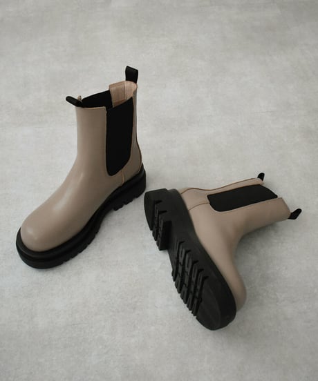 shoes-02144　トラックソール　サイドゴアブーツ　エクリュ　グレージュ　ダークブラウン