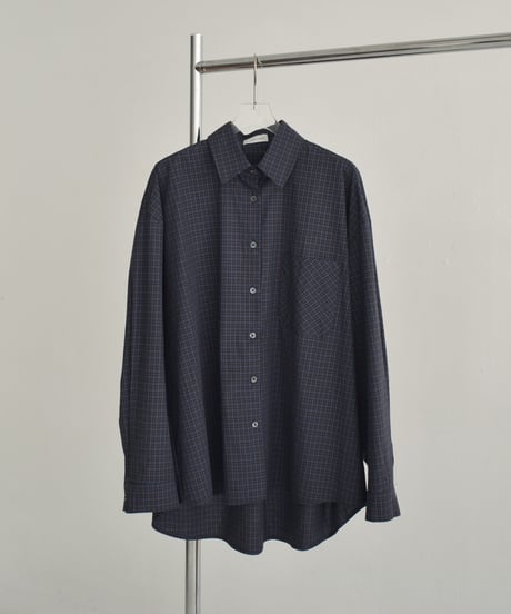 tops-02571　オーバーサイズ チェックシャツ　ベージュ　ネイビー