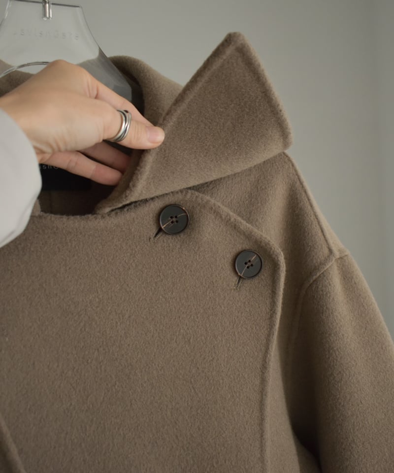 coat-02030 ウール トレンチコート リバー仕立て モカ | L coat-02030 ウール トレンチコート リバー仕立て モカ | L
