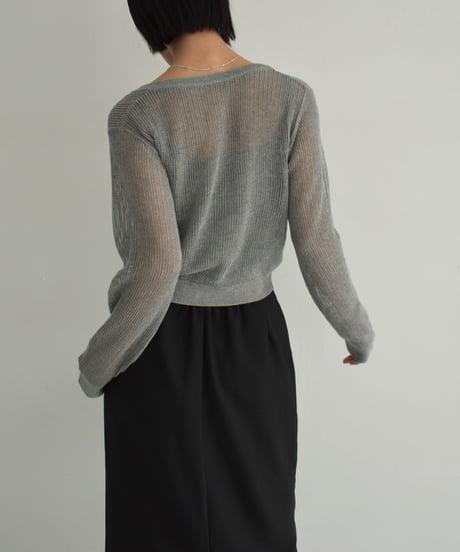 knit-02320　キャミソール付き コンパクト メッシュ カーディガン　エクリュ　グレー　ターコイズ