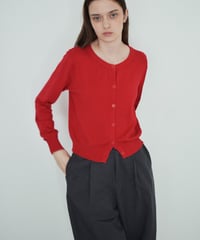 knit-02392　クルーネック ニット カーディガン　レッド　グレー　ブラック