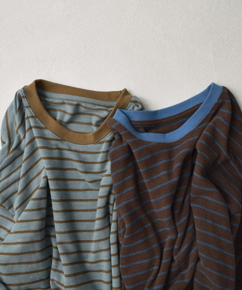 美品♪ネミカ × T. クルーネック ボーダーニット プルオーバー 大きいサイズ 10月下旬入荷分 予約販売 tops-02573 クルーネック ボーダー